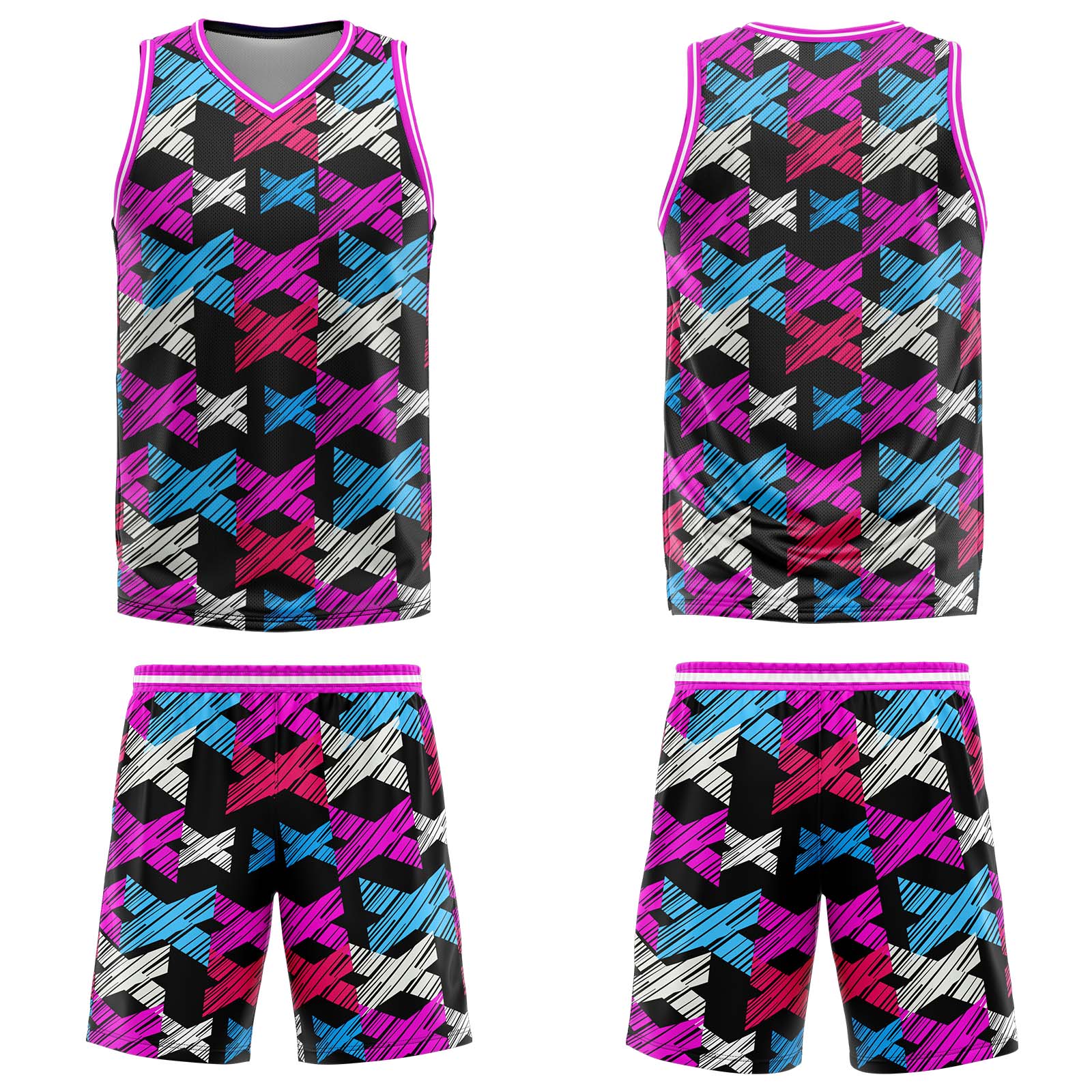 Custom Rose Pink Basketball Jersey Uniform Suit Printed Your Logo Name Number