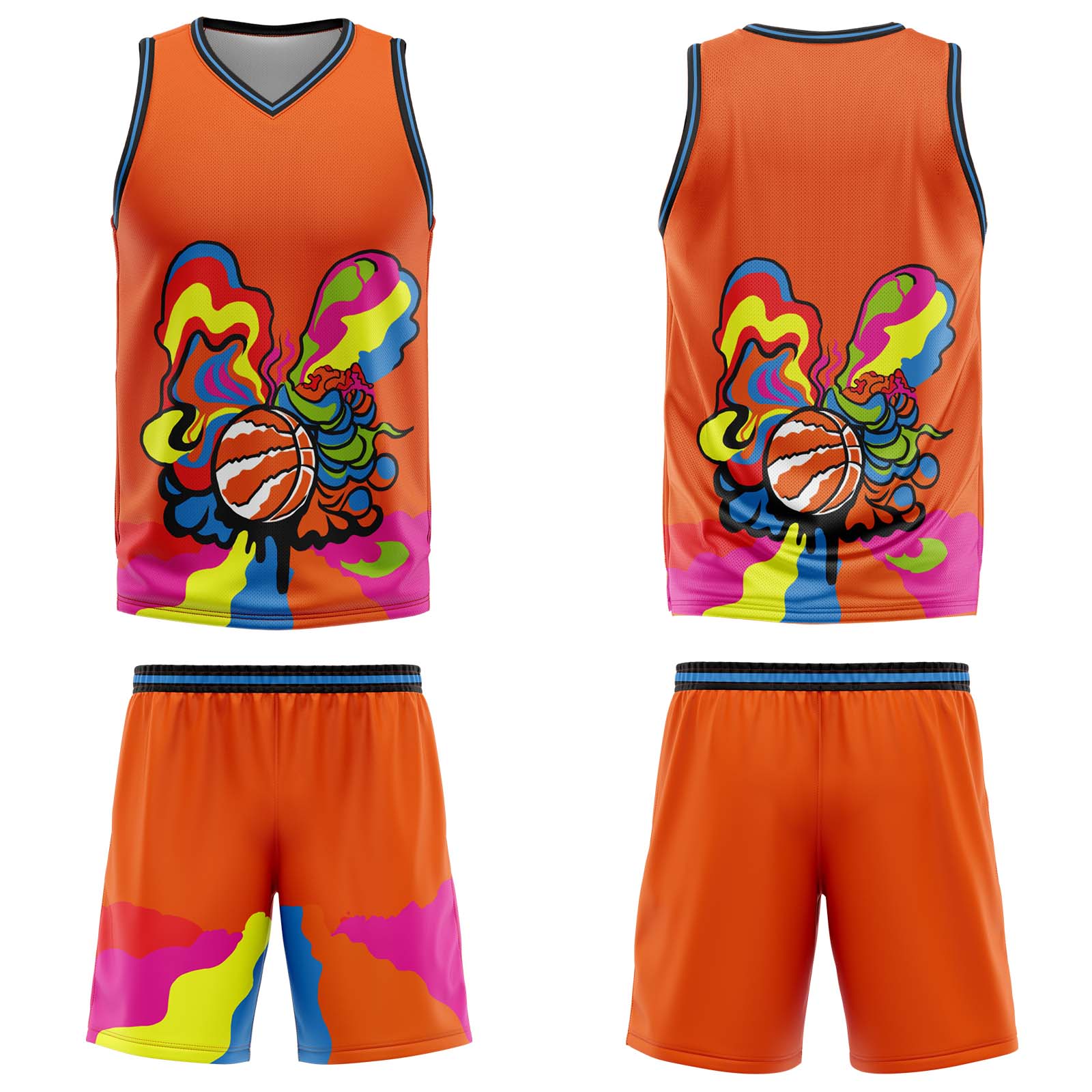 Custom Orange Basketball Jersey Uniform Suit Printed Your Logo Name Number