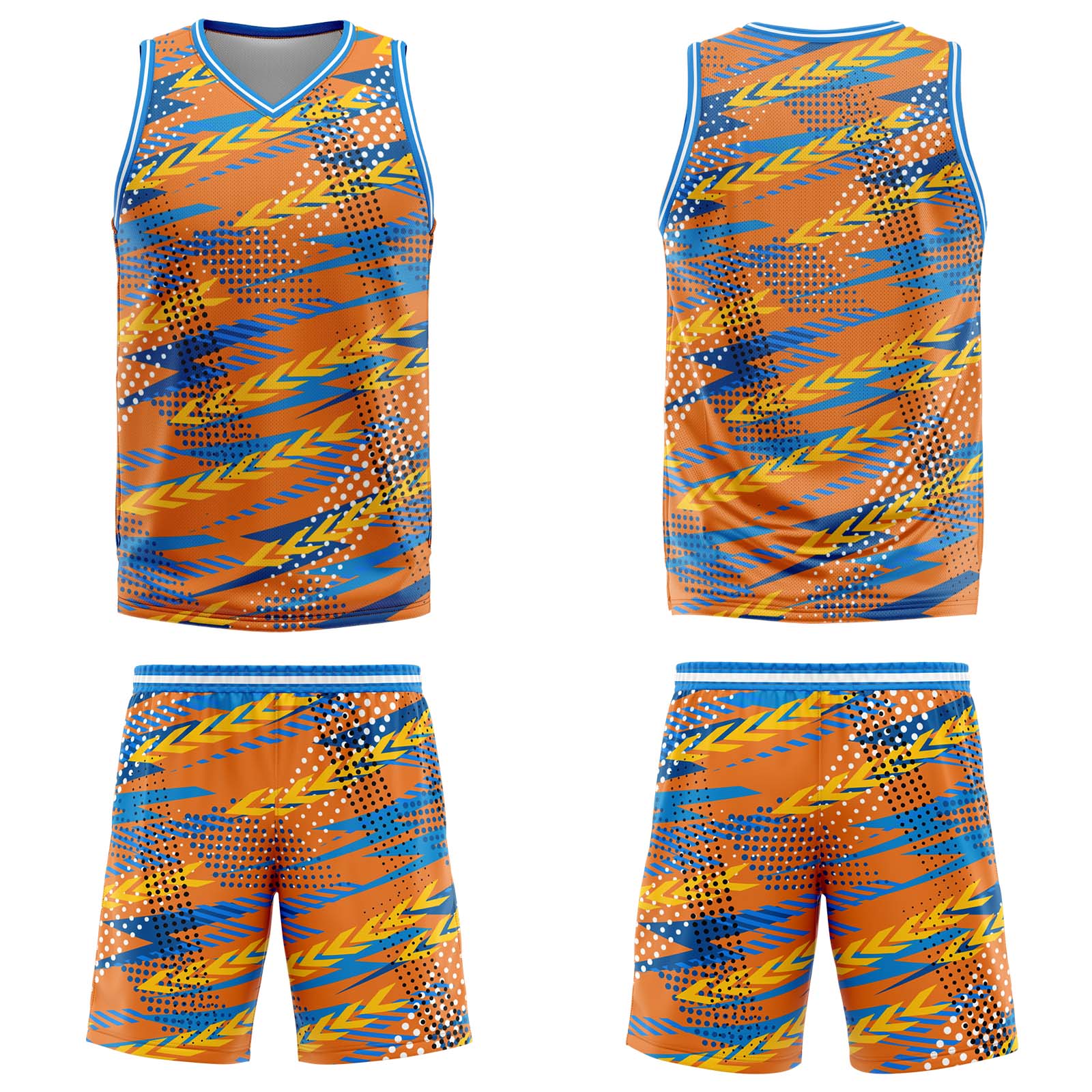 Custom Orange Blue Basketball Jersey Uniform Suit Printed Your Logo Name Number