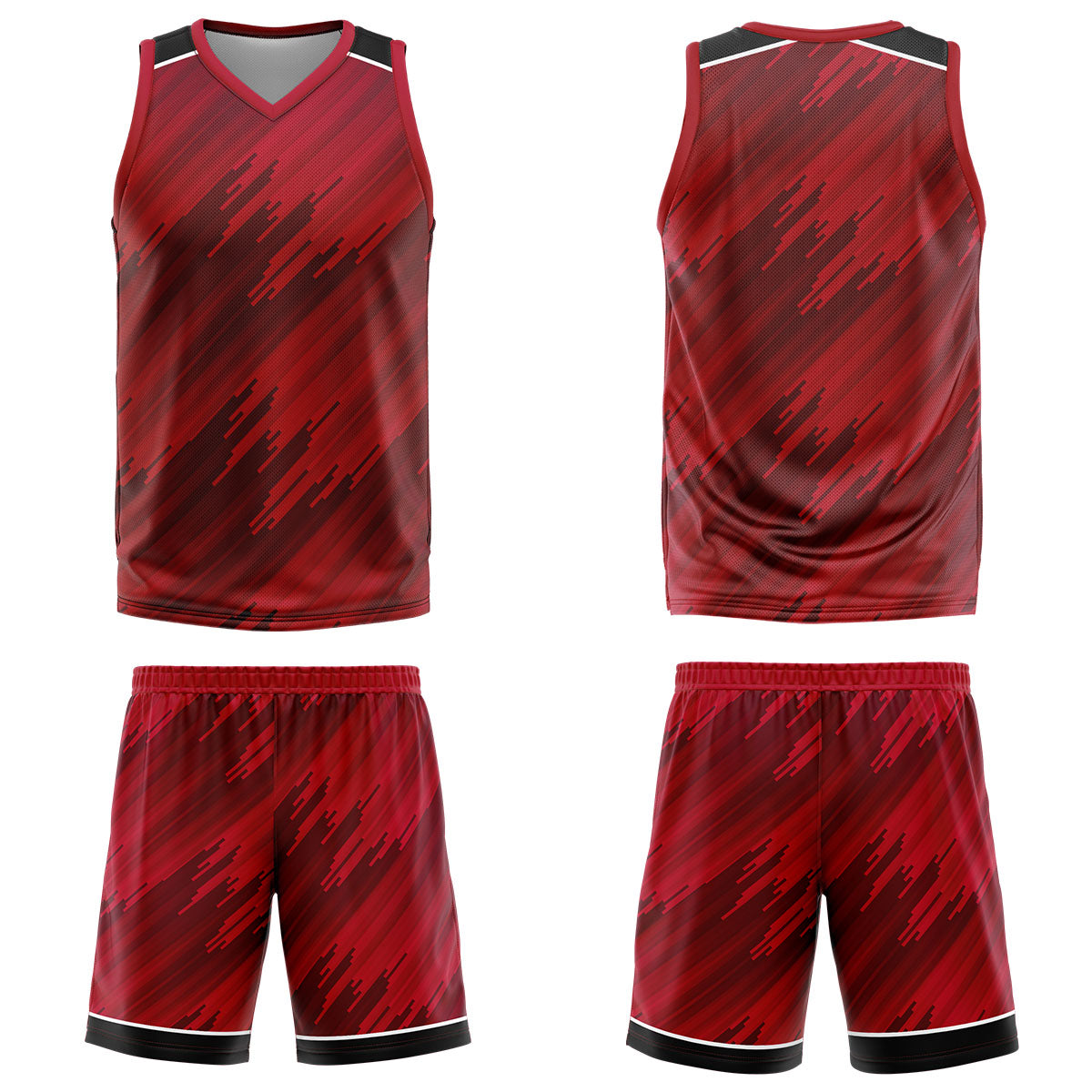 Custom Strip-Type Red Basketball Jersey Uniform Suit Printed Your Logo Name Number
