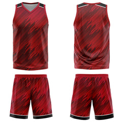 Custom Strip-Type Red Basketball Jersey Uniform Suit Printed Your Logo Name Number