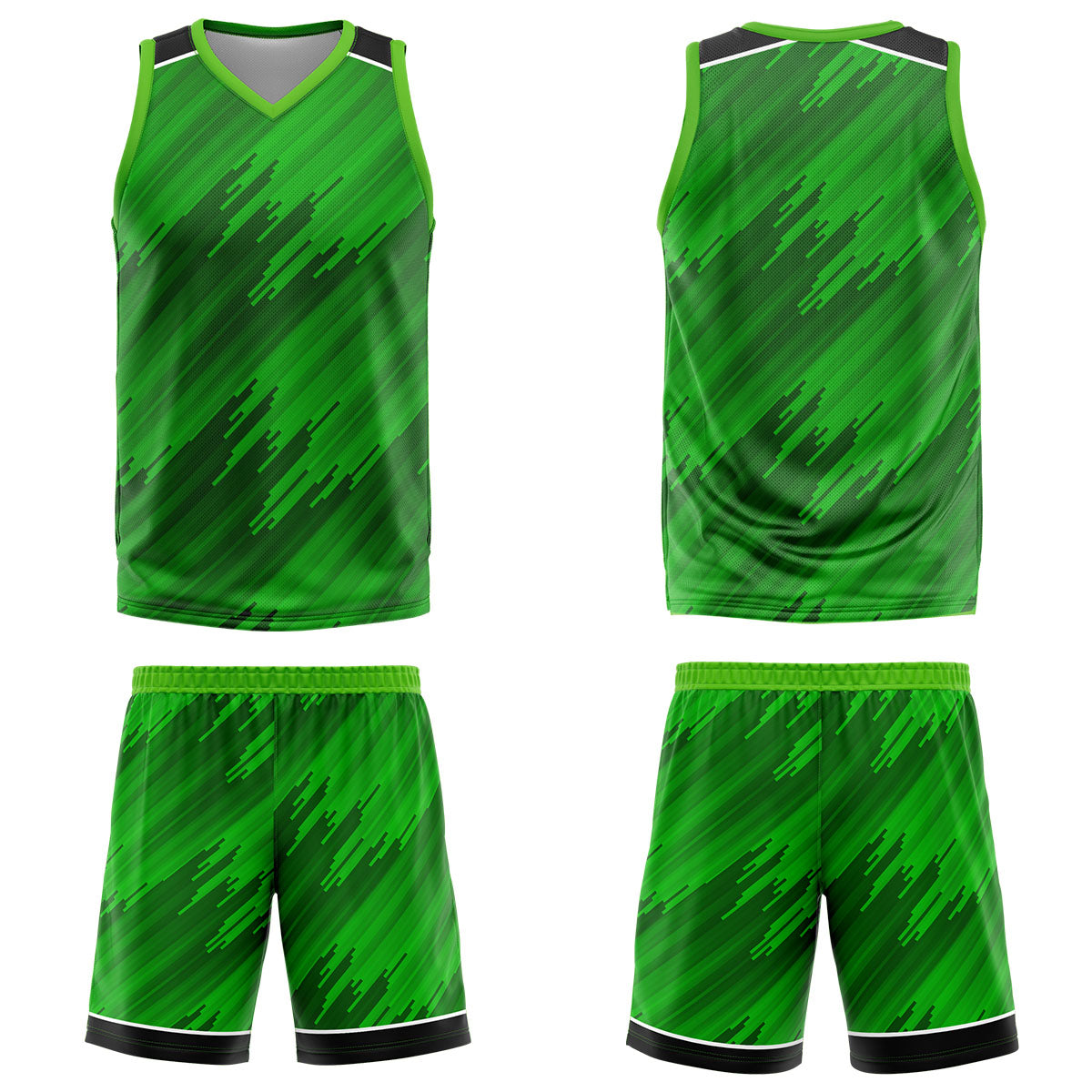 Custom Strip-Type Green Basketball Jersey Uniform Suit Printed Your Logo Name Number