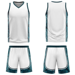 Custom White Dark Green Basketball Jersey Uniform Suit Printed Your Logo Name Number
