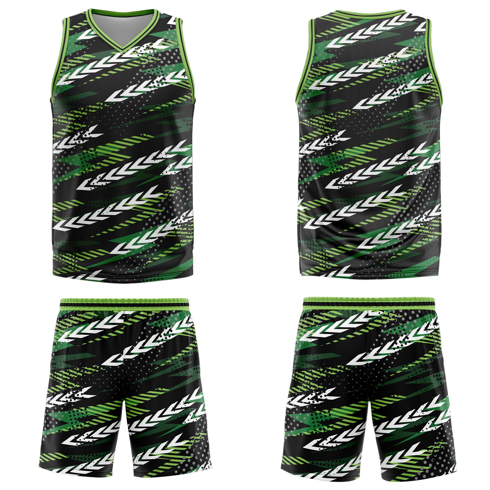Custom Black Green Basketball Jersey Uniform Suit Printed Your Logo Name Number