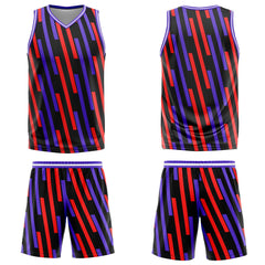 Custom Vertical Bar Red Purple Basketball Jersey Uniform Suit Printed Your Logo Name Number