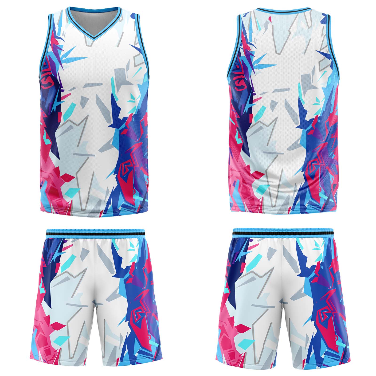 Custom Broken Light Blue Basketball Jersey Uniform Suit Printed Your Logo Name Number