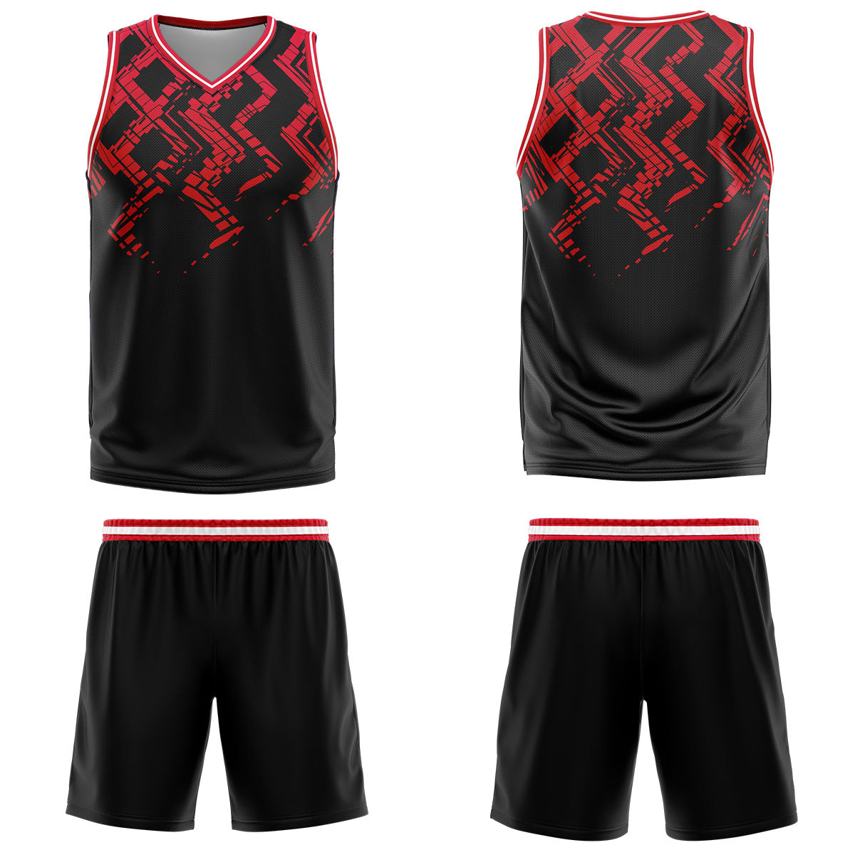 Custom Black Red Basketball Jersey Uniform Suit Printed Your Logo Name Number