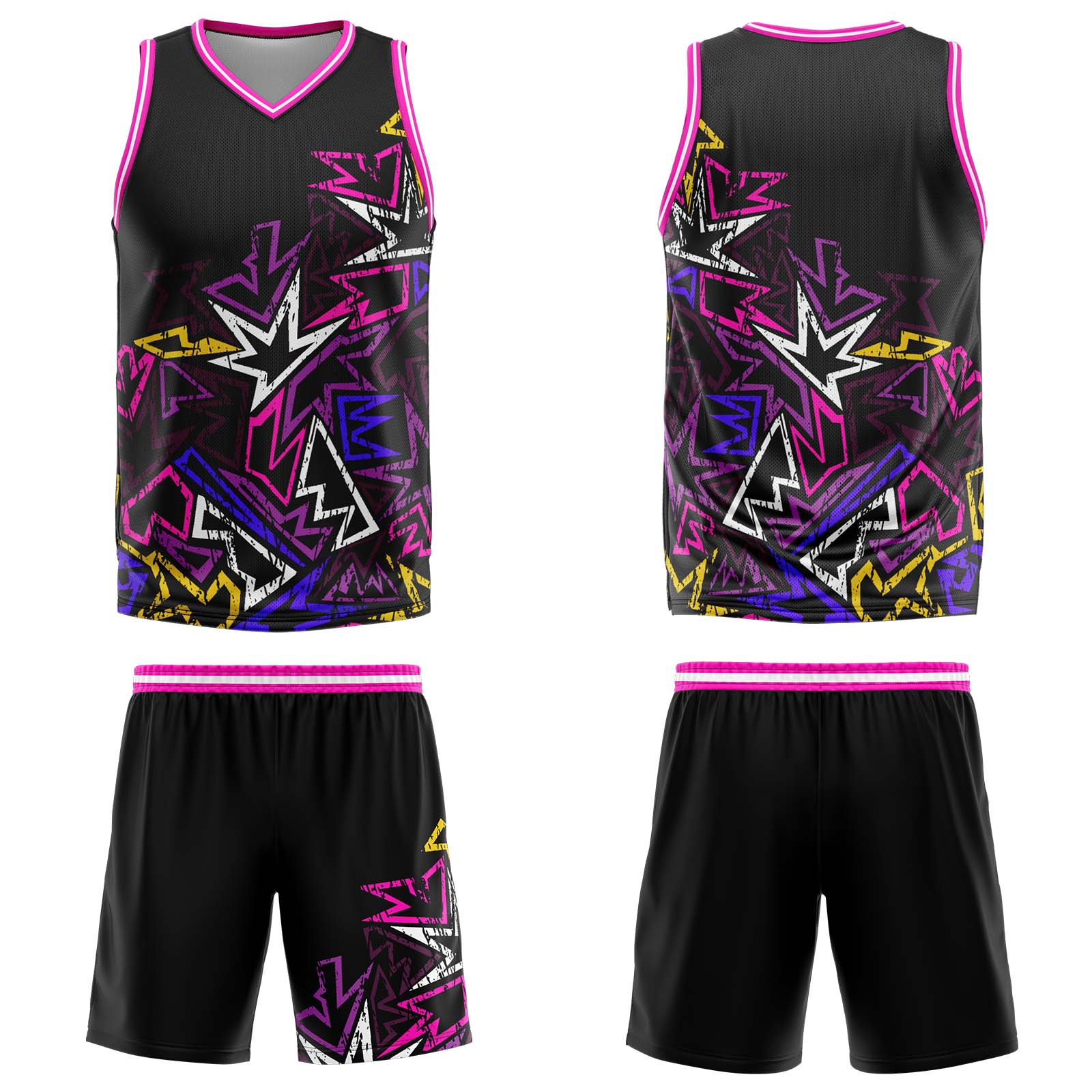 Custom Damaged Geometry Pink Basketball Jersey Uniform Suit Printed Your Logo Name Number