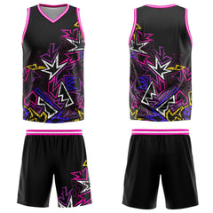 Custom Damaged Geometry Pink Basketball Jersey Uniform Suit Printed Your Logo Name Number