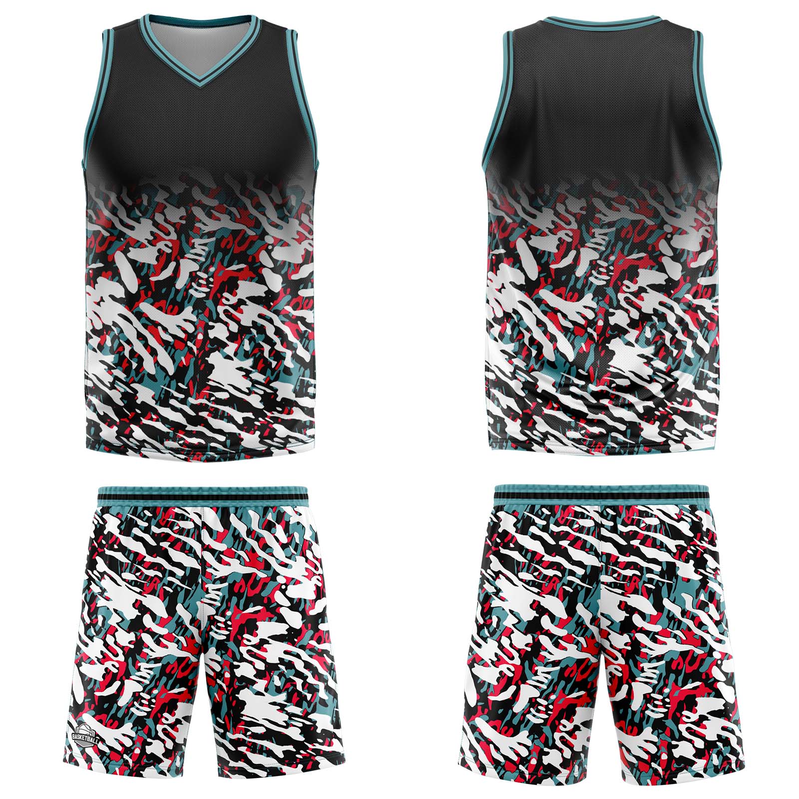 Custom Black Red Green Basketball Jersey Uniform Suit Printed Your Logo Name Number