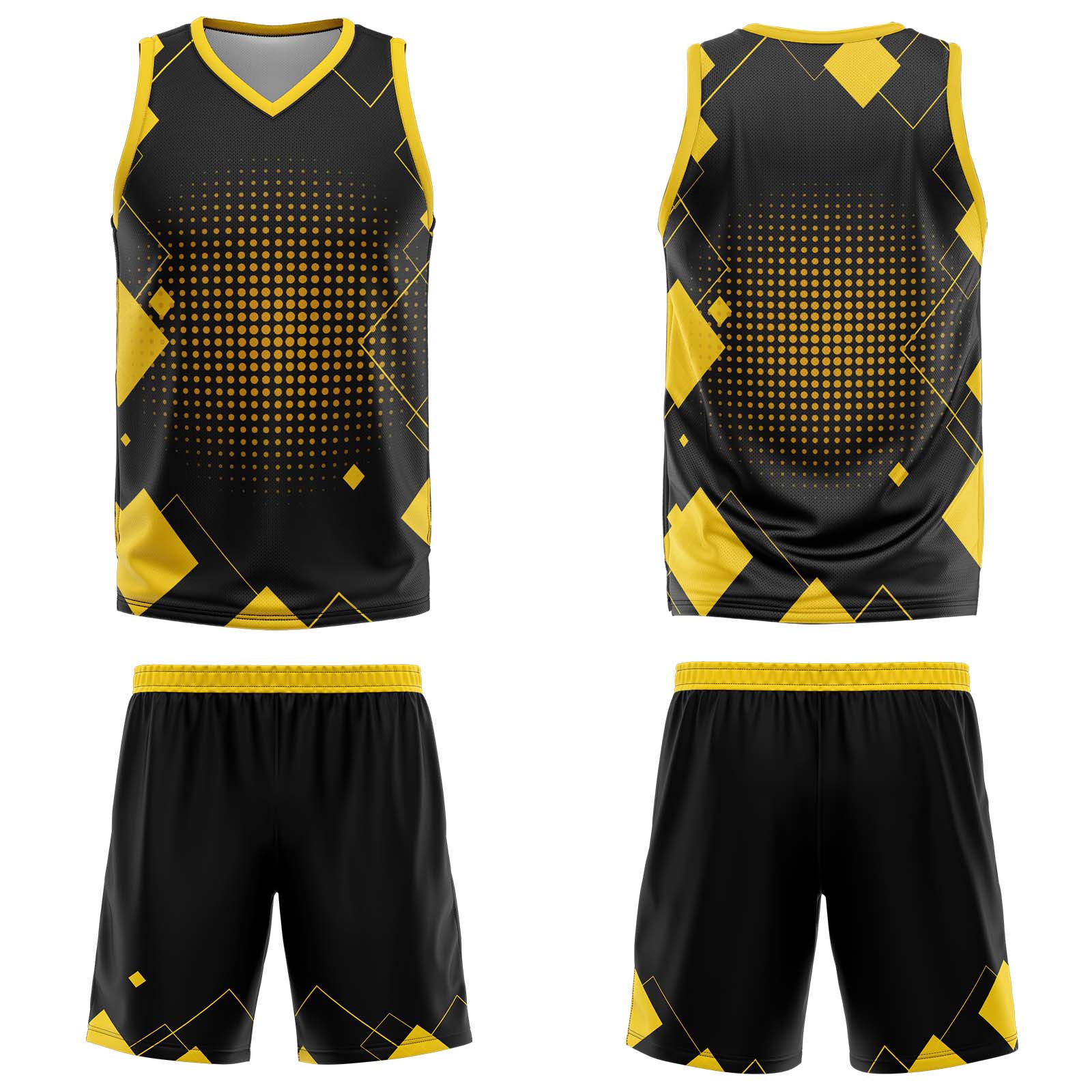 Custom Geometry Yellow Basketball Jersey Uniform Suit Printed Your Logo Name Number