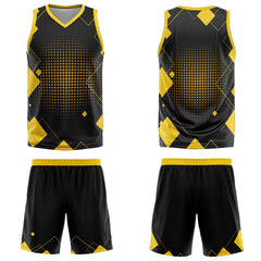 Custom Geometry Yellow Basketball Jersey Uniform Suit Printed Your Logo Name Number