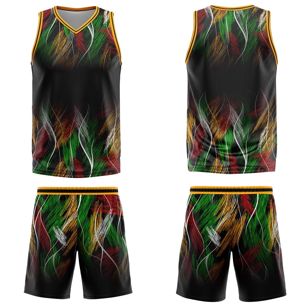 Custom Line Black Orange Basketball Jersey Uniform Suit Printed Your Logo Name Number