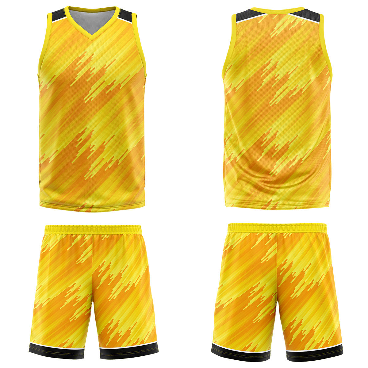 Custom Strip-Type Yellow Basketball Jersey Uniform Suit Printed Your Logo Name Number