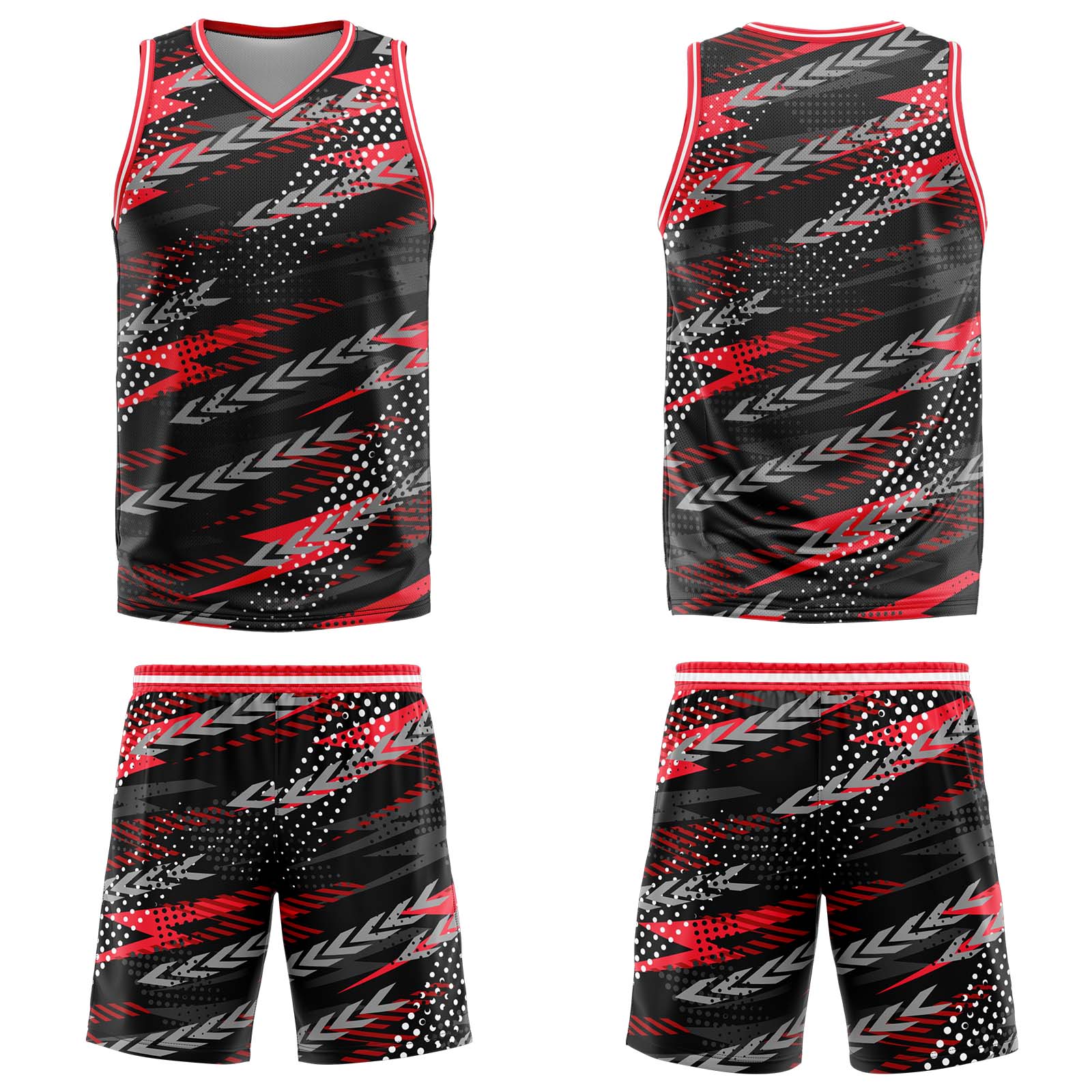 Custom Black Red Basketball Jersey Uniform Suit Printed Your Logo Name Number