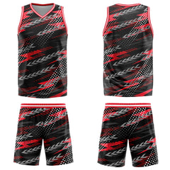 Custom Black Red Basketball Jersey Uniform Suit Printed Your Logo Name Number