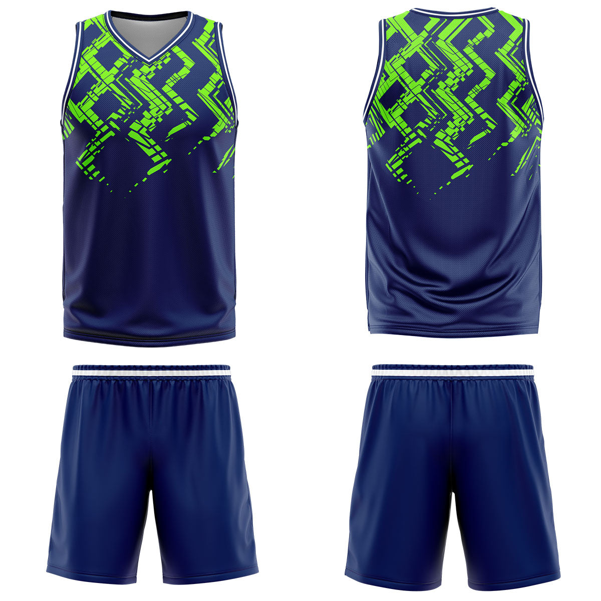 Custom Navy Neon Green Basketball Jersey Uniform Suit Printed Your Logo Name Number