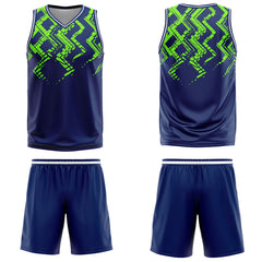 Custom Navy Neon Green Basketball Jersey Uniform Suit Printed Your Logo Name Number