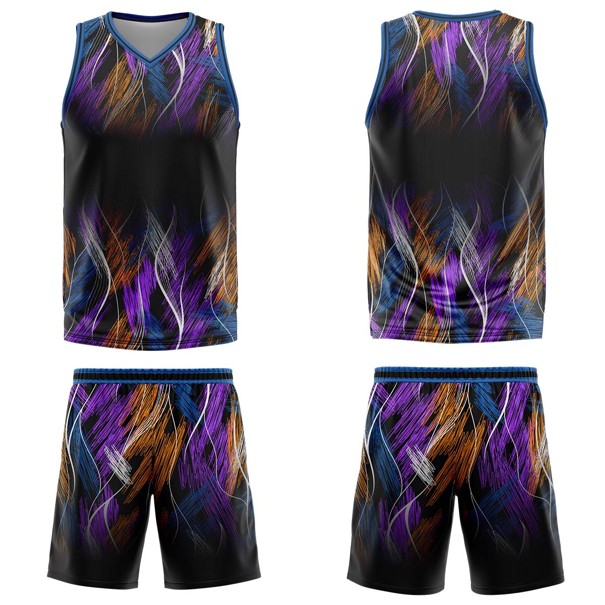 Custom Line Black Blue Basketball Jersey Uniform Suit Printed Your Logo Name Number