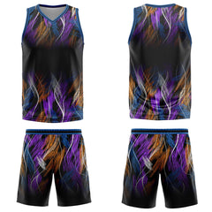 Custom Line Black Blue Basketball Jersey Uniform Suit Printed Your Logo Name Number