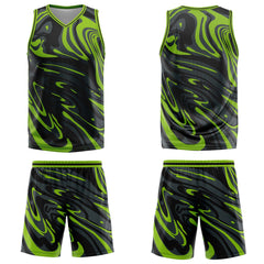 Custom Fluid Green Black Basketball Jersey Uniform Suit Printed Your Logo Name Number