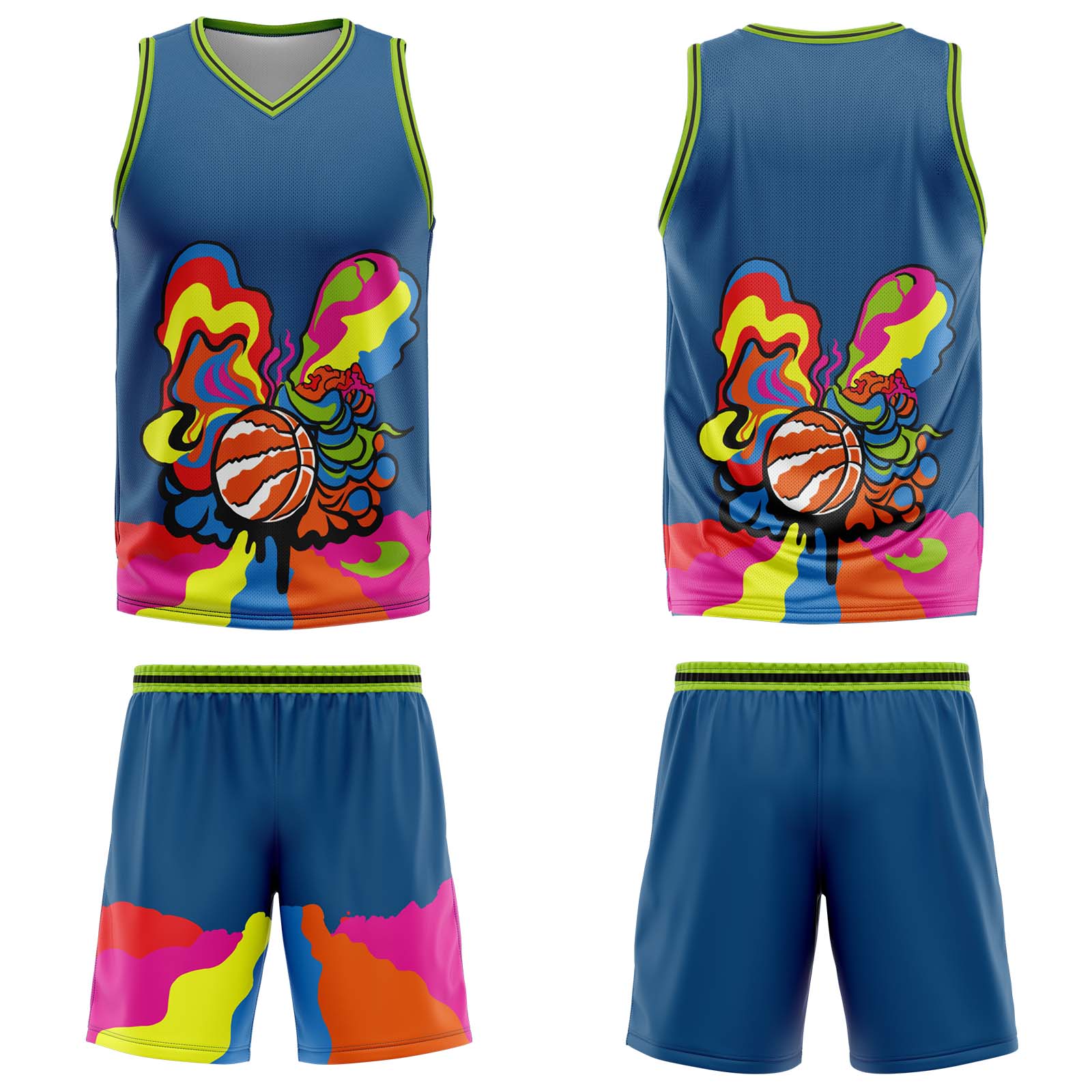 Custom Blue Basketball Jersey Uniform Suit Printed Your Logo Name Number