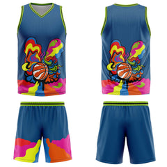 Custom Blue Basketball Jersey Uniform Suit Printed Your Logo Name Number