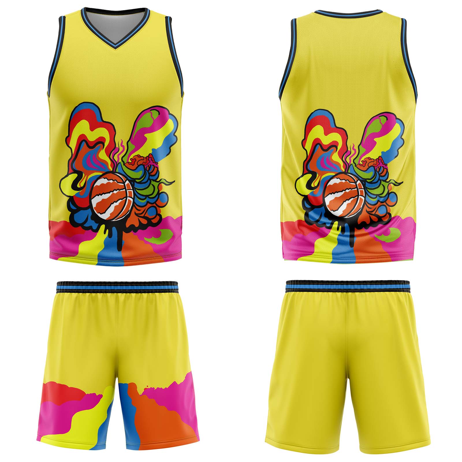 Custom Yellow Basketball Jersey Uniform Suit Printed Your Logo Name Number
