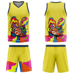 Custom Yellow Basketball Jersey Uniform Suit Printed Your Logo Name Number