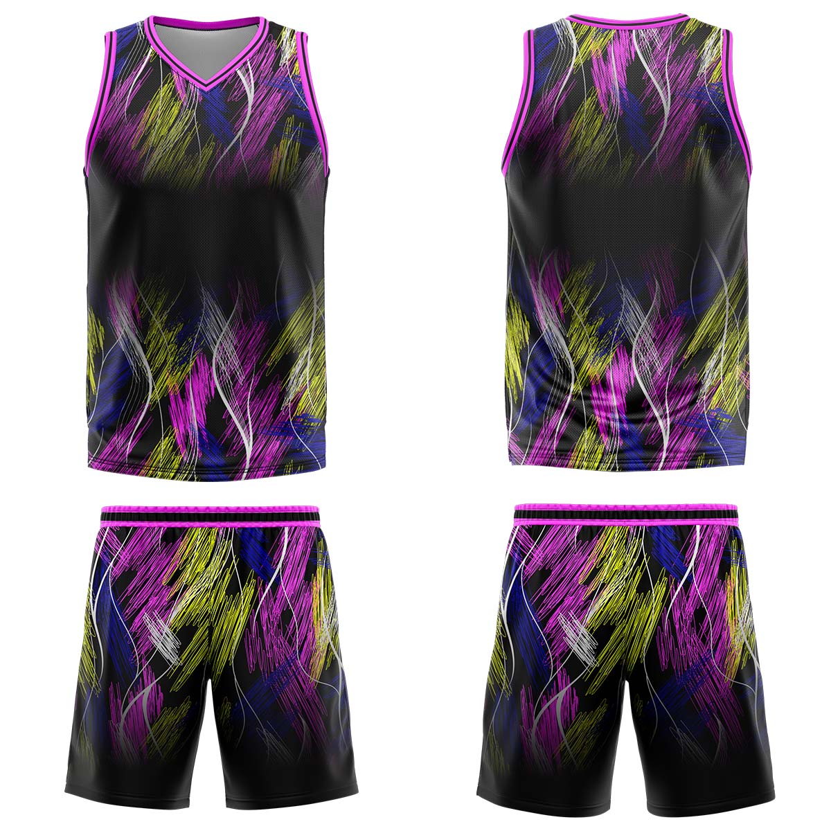 Custom Line Black Pink Basketball Jersey Uniform Suit Printed Your Logo Name Number