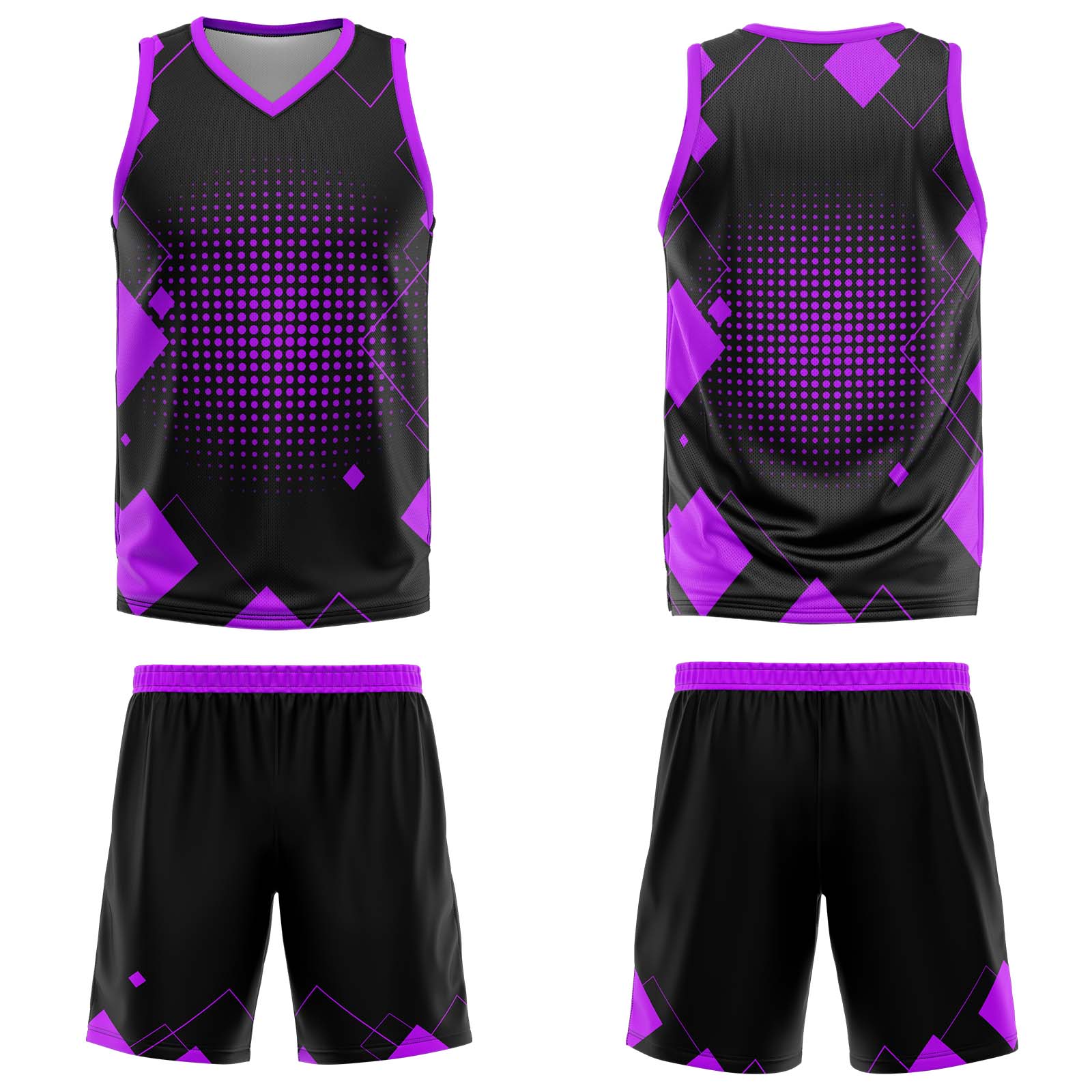 Custom Geometry Purple Basketball Jersey Uniform Suit Printed Your Logo Name Number