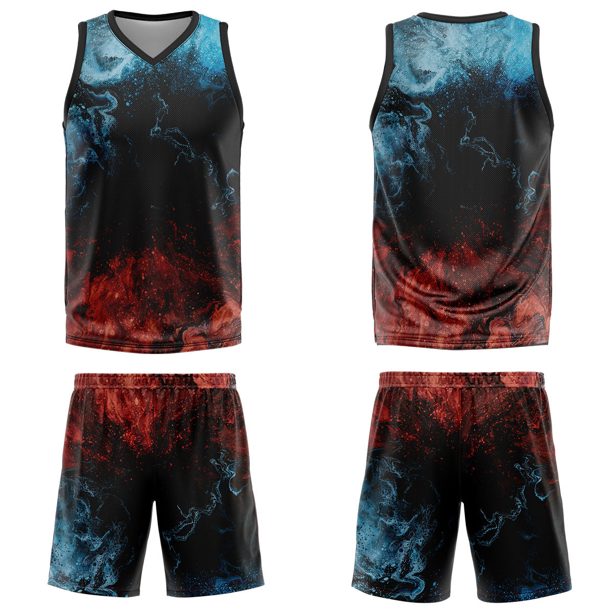 Custom Water and Fire Basketball Jersey Uniform Suit Printed Your Logo Name Number
