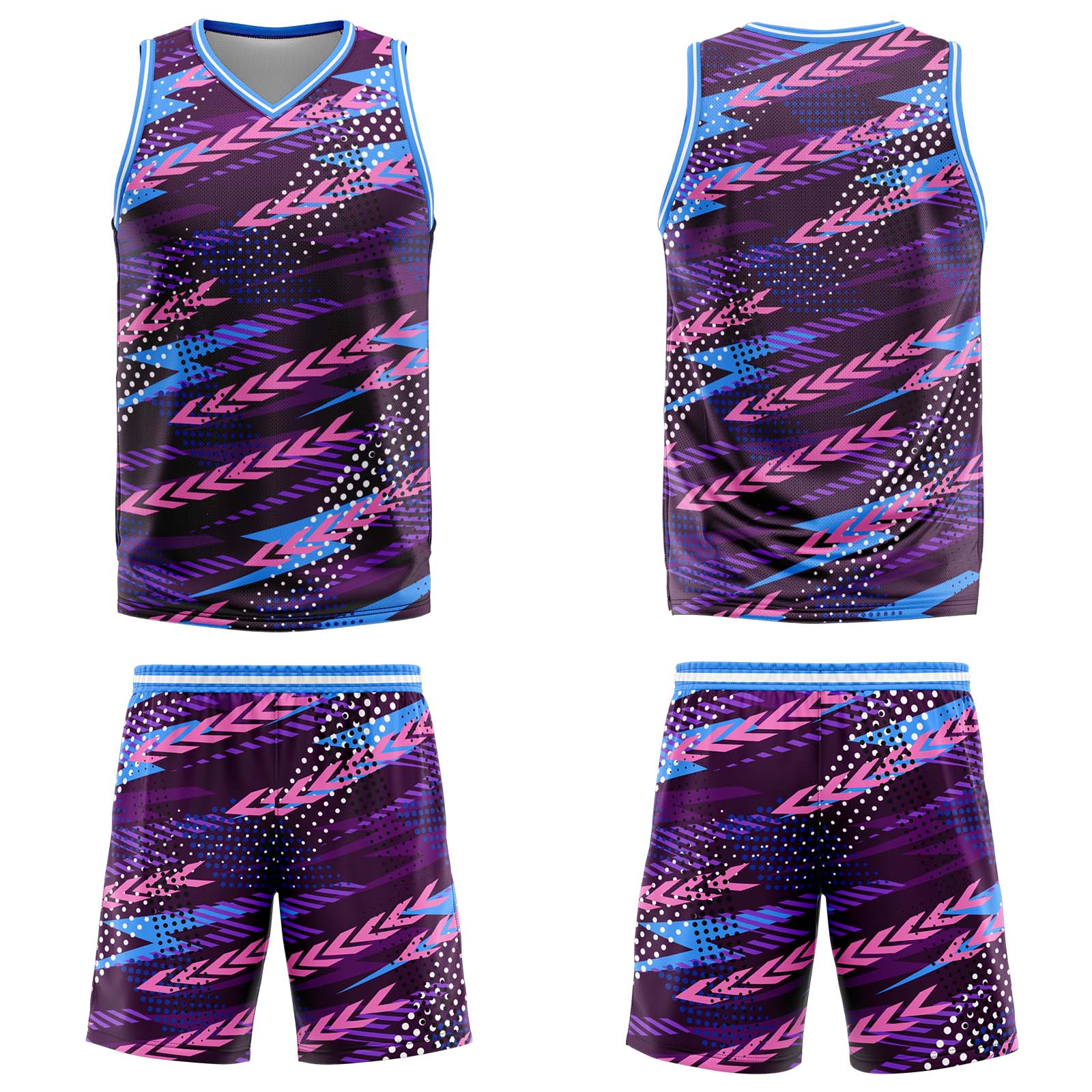 Custom Pink Blue Basketball Jersey Uniform Suit Printed Your Logo Name Number