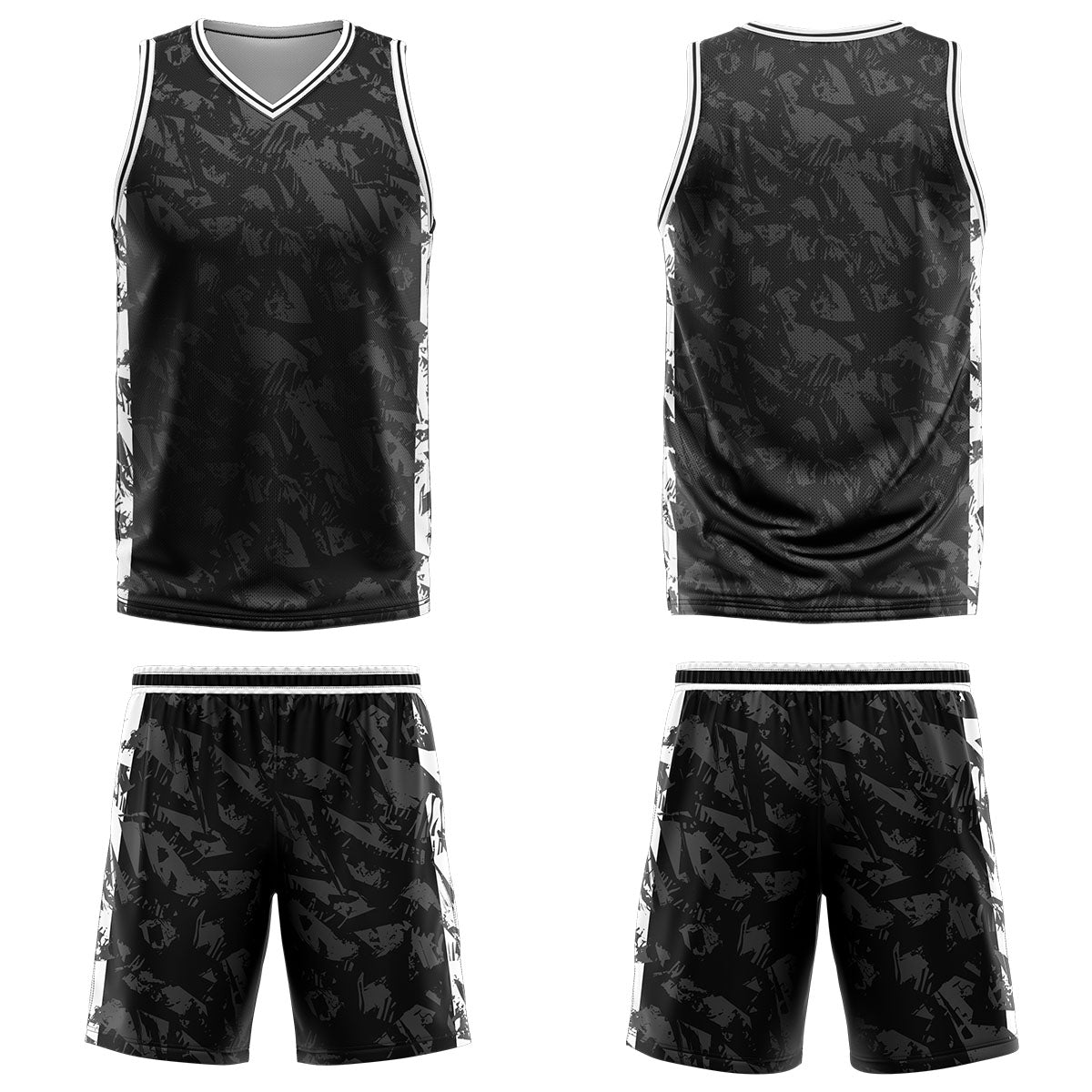Custom Broken Black Grey Basketball Jersey Uniform Suit Printed Your Logo Name Number