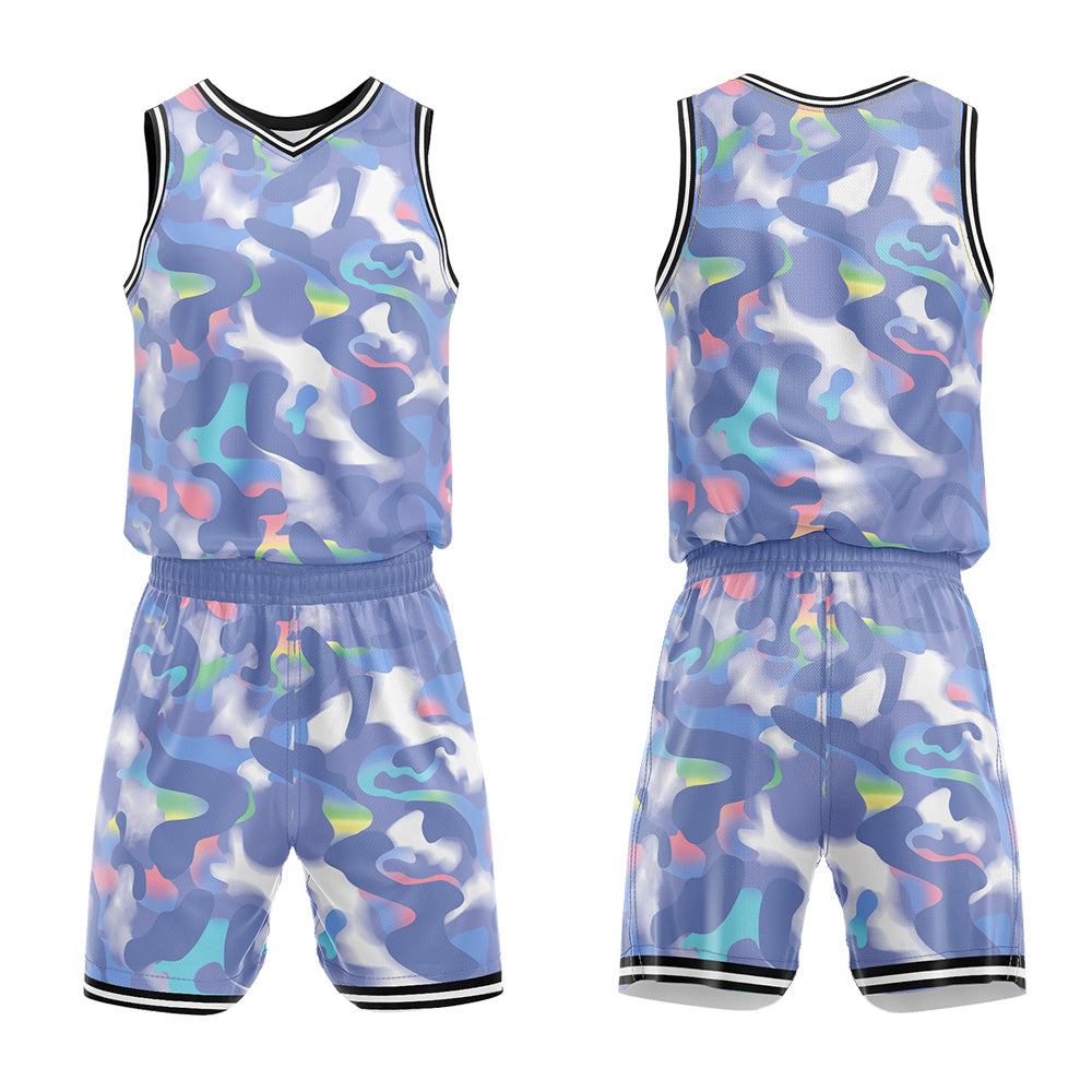 Custom Gorgeous Grey Blue Basketball Jersey Uniform Suit Printed Your Logo Name Number