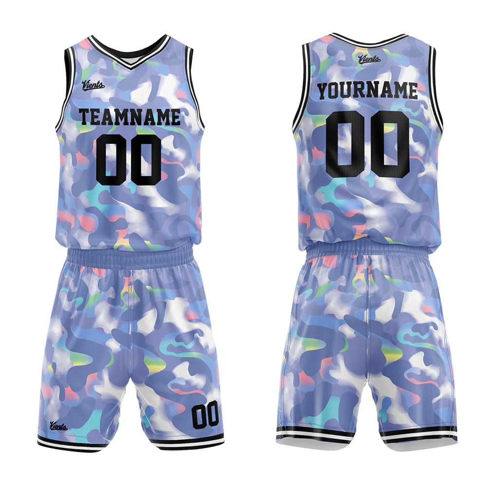 Custom Gorgeous Grey Blue Basketball Jersey Uniform Suit Printed Your Logo Name Number