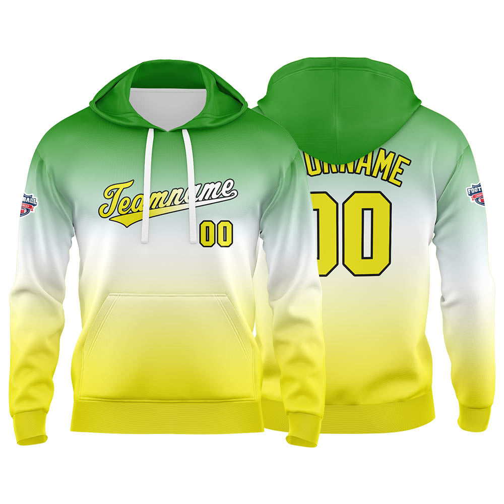Custom Gradient Sweatshirt Hoodie For Man Woman Girl Boy Print Your Logo Name Number Green White