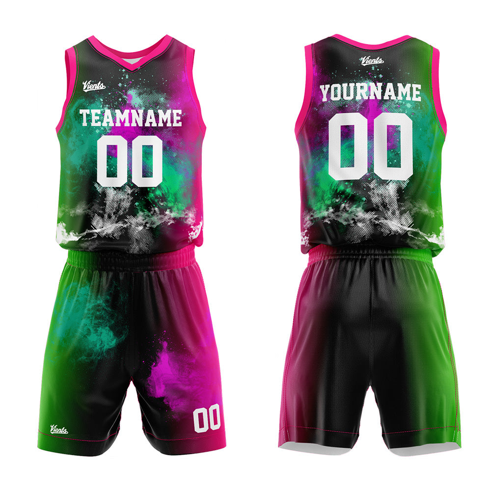 Custom Splash Rose Green Basketball Jersey Uniform Suit Printed Your Logo Name Number