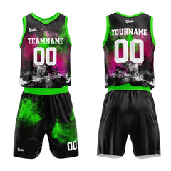 Custom Splash Rose Neon Green Basketball Jersey Uniform Suit Printed Your Logo Name Number
