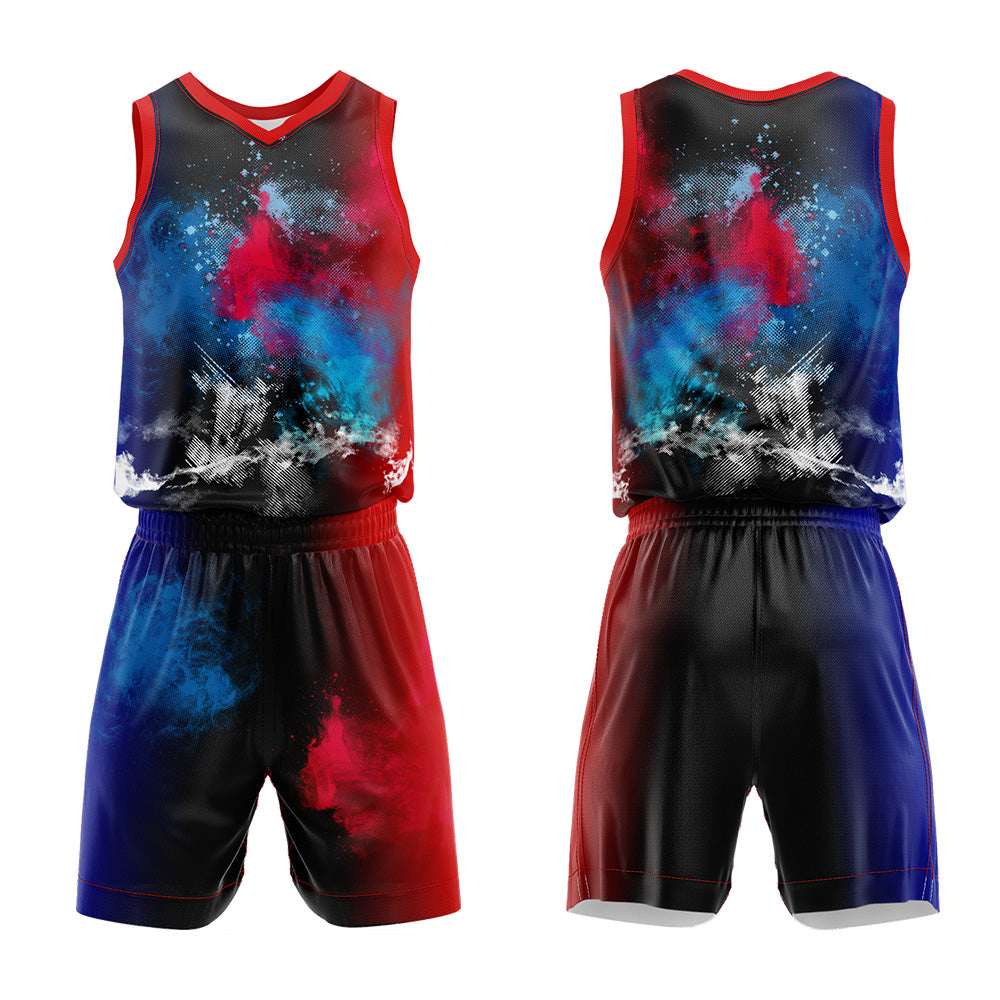 Custom Splash Red Blue Basketball Jersey Uniform Suit Printed Your Logo Name Number