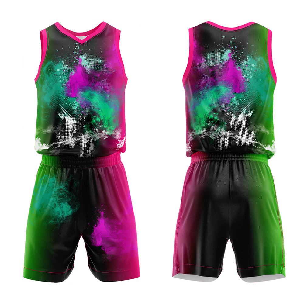 Custom Splash Rose Green Basketball Jersey Uniform Suit Printed Your Logo Name Number