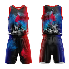 Custom Splash Red Blue Basketball Jersey Uniform Suit Printed Your Logo Name Number