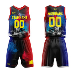 Custom Splash Red Blue Basketball Jersey Uniform Suit Printed Your Logo Name Number