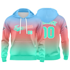 Custom Gradient Sweatshirt Hoodie For Man Woman Girl Boy Print Your Logo Name Number  Pink Green