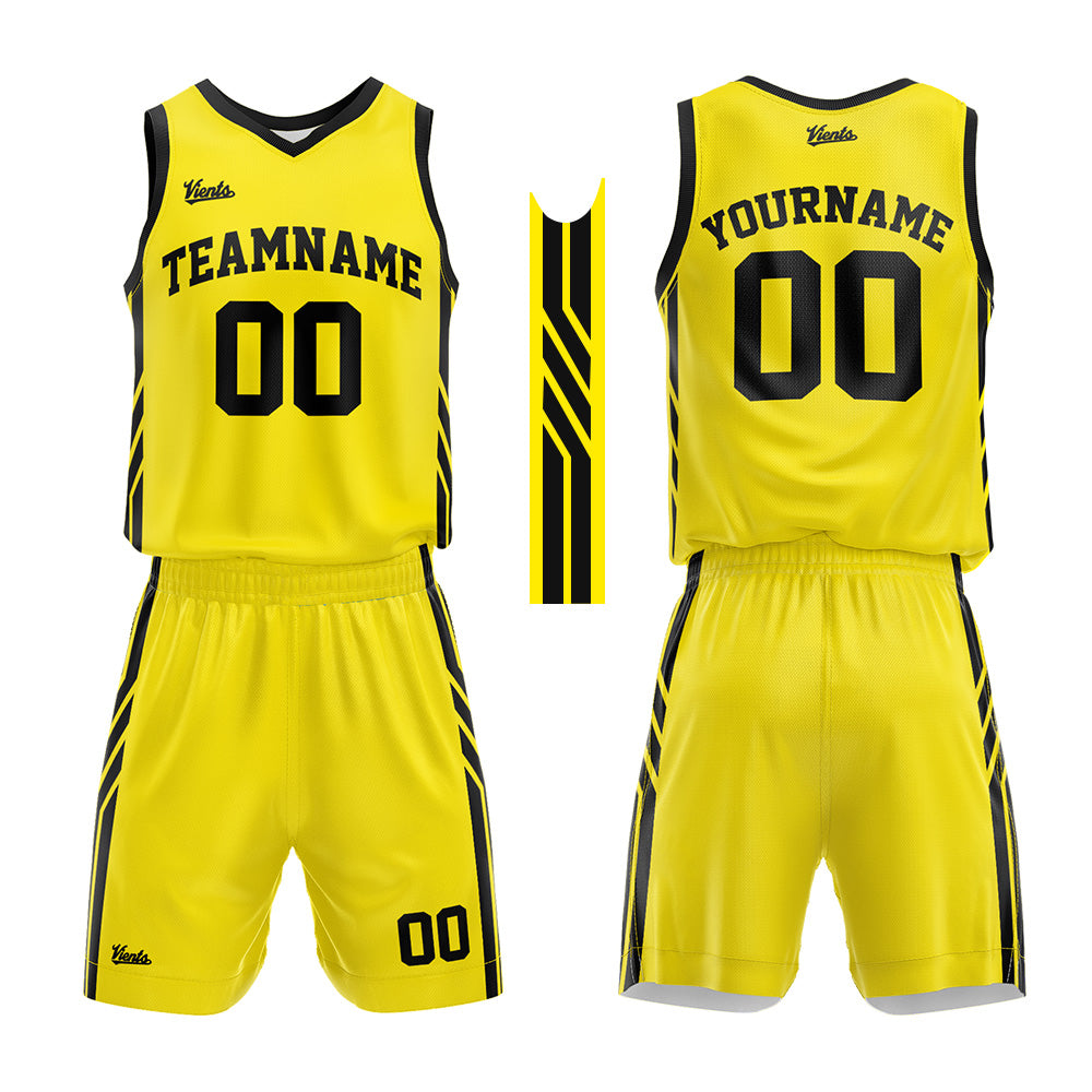 Custom Yellow Black Basketball Jersey Uniform Suit Printed Your Logo Name Number