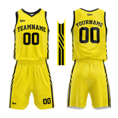 Custom Yellow Black Basketball Jersey Uniform Suit Printed Your Logo Name Number