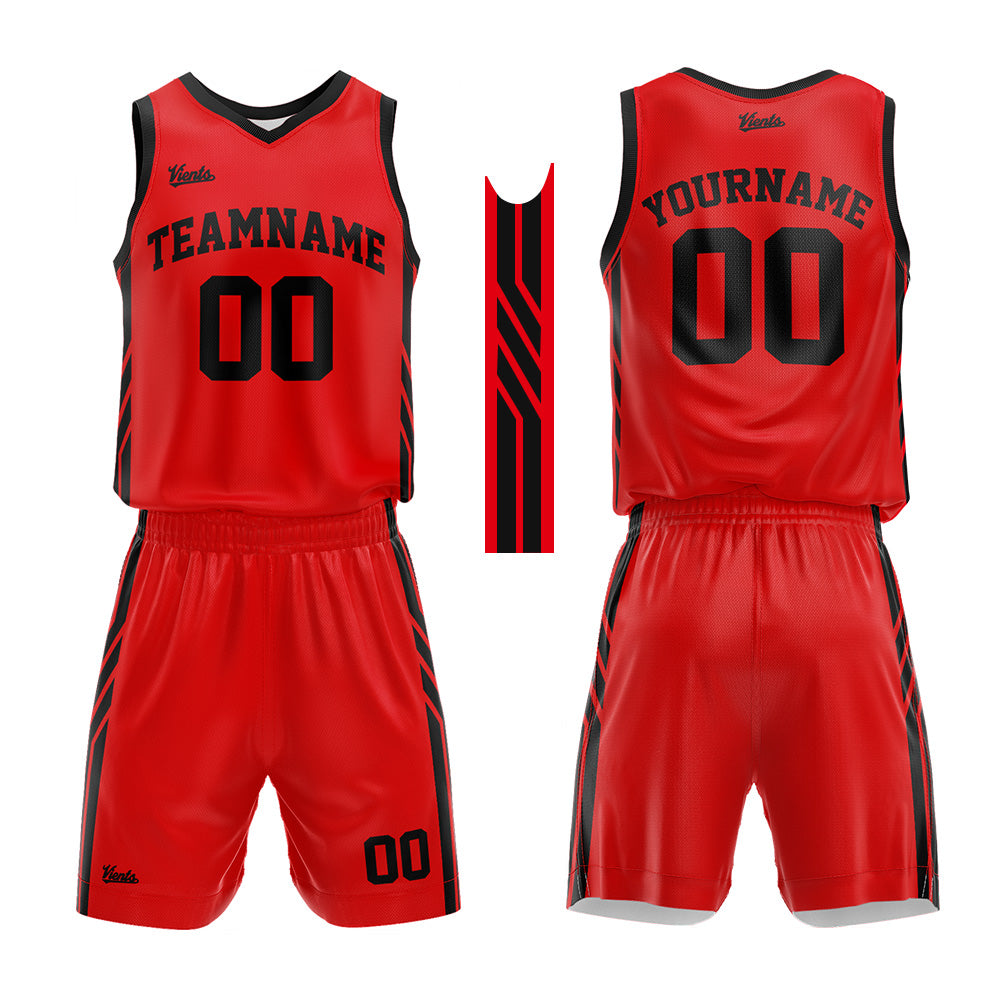 Custom Red Black Basketball Jersey Uniform Suit Printed Your Logo Name Number
