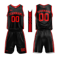 Custom Black Red Basketball Jersey Uniform Suit Printed Your Logo Name Number