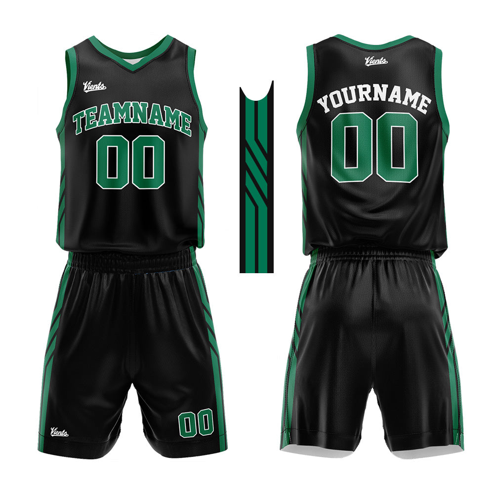 Custom Black Green Basketball Jersey Uniform Suit Printed Your Logo Name Number