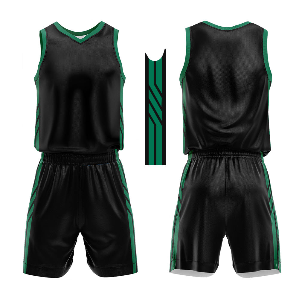 Custom Black Green Basketball Jersey Uniform Suit Printed Your Logo Name Number